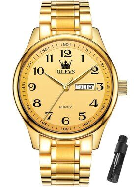 Men's All Gold Stainless Steel Analog Quartz Classic Waterproof Luxury Watch